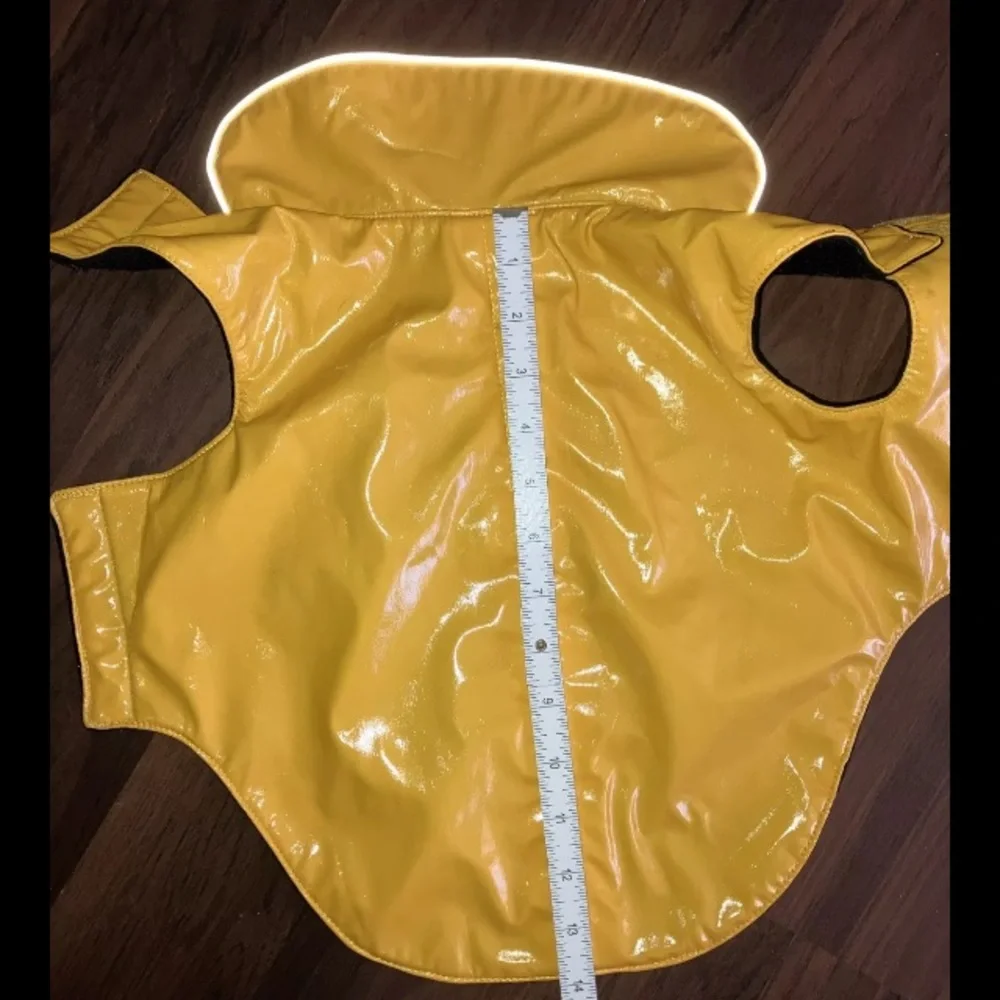Legitimutt Yellow Dog Raincoat 14” Waterproof Fleece Lined Adjustable Leash Hole